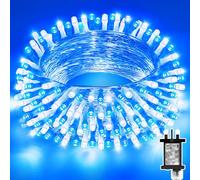 Dalugo Blue Christmas Lights, 20M 200 LED Mains Powered Christmas Tree Lights with Timer, Memory Function,8 Modes, Waterproof White Blue Fairy Lights for Indoor Outdoor Xmas Tree Decorations