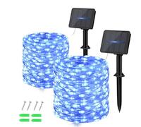 Dalugo Blue Solar Lights Outdoor Garden, 2 Pack 120 LED Solar Powered Fairy Lights 40Ft 8 Modes Waterproof String Lights for Garden, Yard, Tree, Indoor/Outdoor Decoration