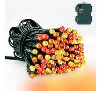 Dalugo Christmas Lights Red Orange Yellow, 5M 50 LED Battery Operated Fireplace Lights with Timer, IP65 Waterproof Indoor Outdoor Battery Fairy Lights for Christmas Decorations(Green Wire)