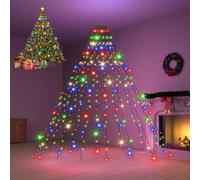 Dalugo Christmas Tree Lights, 2m 16 Lines 400 LED Fairy Light Main Powered with Timer Function, Waterproof 8 Modes Outdoor Xmas Lights for 5-10ft Christmas Tree, Multicolor