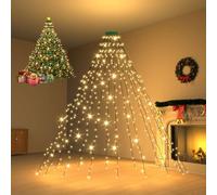 Dalugo Christmas Tree Lights, 3M 16 Lines 592LED Christmas Lights for 8ft-10ft Outdoor Christmas Tree Decorations, Mains Powered Warm White Fairy Lights with Timer, Memory Function, IP44 Waterproof