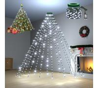 Dalugo Christmas Tree Lights Cool White, 480 LED 2.4m × 16 Strands Outdoor Christmas Lights Mains Powered with 6h Timer, Memory Function, 8 Modes, IP44 Waterproof Xmas Decorations for Tree 5ft-9ft