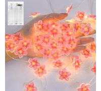 Dalugo Flower Fairy String Lights, 2M 20 LED Pink Cherry Blossom Lights with Timing Function, Spring Decoration Lights for Bedroom Garden Decorations
