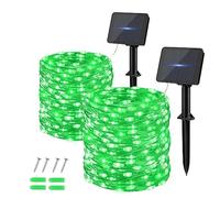 Dalugo Green Solar Fairy Lights - 2 Pack 40 Ft 8 Modes Waterproof for Halloween, Garden, Yard, Tree, Party, Birthday, Wedding, Indoor/Outdoor Decoration