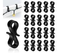 Dalugo Gutter Hooks for Outdoor Lights, 120 Pcs Black Plastic S Gutter Clips for Hanging Outdoor Christmas String Lights, Icicle Fairy Light, Christmas Tree Decorations