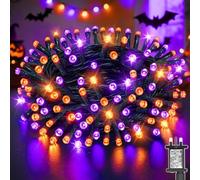 Dalugo Halloween Decorations Lights Outdoor, 30M 300 LED Waterproof String Light Mains Powered with Timer, Memory Function,8 Modes Purple and Orange Fairy Lights for Halloween Garden Party Decorations
