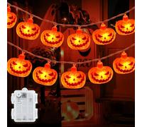 Dalugo Halloween Pumpkin Lights, 3M 20 LED Waterproof Fairy Lights Battery Operated with 6h Timer, Jack O Lantern Light for Outdoor Halloween Party Decorations, Autumn Fall Decorations