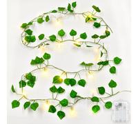 Dalugo Ivy Battery Fairy Lights, 2M 20LED Warm White Battery Operated Vine Fairy Lights with 6h Timer, IP65 Waterproof Artificial Ivy Leaf Garland wi