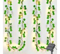 Dalugo Ivy Solar String Lights, 5M 50LED Warm White Vines with Fairy Lights Solar Powered, IP65 Waterproof Artificial Ivy Leaf Garland with String Lights for Garden, Wedding, Home Wall Decor
