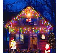 Dalugo Multicolor Icicle Christmas Lights, 15M+10M 480 LED Outdoor Icicle Lights with 6h Timer, Memory Function, Waterproof Mains Powered for Balcony, Roof (Clear Cable)