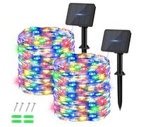 Dalugo Multicolor Solar Lights Outdoor Garden, 2 Pack 40Ft 120 LED Solar Powered Fairy Lights 8 Modes Waterproof String Lights for Garden, Yard, Tree, Indoor/Outdoor Decoration