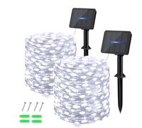 Dalugo Solar String Lights - 12M/40Ft 120 LED Copper Wire Outdoor Lights With 8 Modes, Waterproof for Garden, Tree, Party, Wedding, Christmas (Cool White)