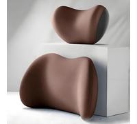 DALUJIE 2 PCS Car Neck Pillow for Skoda Octavia IV Combi 2024, 100% Memory Foam Headrest Neck Pillow Set Ergonomic for Neck Pain Relief and Cervical Support,Brown