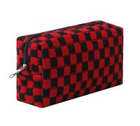 Dalulu Pencil Case Pencil Pouch Cute Pen Holder Aesthetic Pen Bag Coin Pouch Cosmetic Bag Office Stationery Organizer for School College and Travel (Red black)
