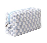 Dalulu Pencil Case Pencil Pouch Cute Pen Holder Aesthetic Pen Bag Coin Pouch Cosmetic Bag Office Stationery Organizer for School College and Travel (Blue white)
