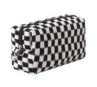 Dalulu Pencil Case Pencil Pouch Cute Pen Holder Aesthetic Pen Bag Coin Pouch Cosmetic Bag Office Stationery Organizer for School College and Travel (Black and white)