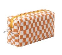 Dalulu Pencil Case Pencil Pouch Cute Pen Holder Aesthetic Pen Bag Coin Pouch Cosmetic Bag Office Stationery Organizer for School College and Travel (Orange beige)