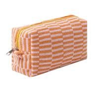 Dalulu Pencil Case Pencil Pouch Cute Pen Holder Aesthetic Pen Bag Coin Pouch Cosmetic Bag Office Stationery Organizer for School College and Travel (Orange stripe)