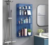 Dalumian 4-tier Acrylic Shelves for Wall Storage, Clear Wall Shelves, Perfume Organizer Floating Shelf, Suitable for Home Decoration Storage Plant Photo Display(Blue)