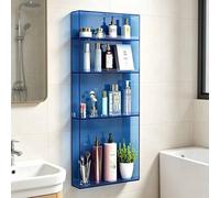 Dalumian 4-tier Clear Acrylic Floating Shelves, Wall-mounted Shelving Unit, Space-Saving Display Shelves Organizer, Nail Polish Rack for Makeup Perfume Book(Blue)