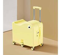 Dalumian Cute Kids Carry On Luggage, Ride-On Rolling Suitcase for Travel, Lightweight Hard Shell Luggage with 6 Wheels and Combination Lock, Suitcase Stroller(Yellow,20")