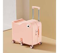 Dalumian Cute Kids Carry On Luggage, Ride-On Rolling Suitcase for Travel, Lightweight Hard Shell Luggage with 6 Wheels and Combination Lock, Suitcase Stroller(Pink,24")