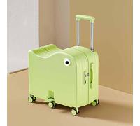 Dalumian Cute Kids Carry On Luggage, Ride-On Rolling Suitcase for Travel, Lightweight Hard Shell Luggage with 6 Wheels and Combination Lock, Suitcase Stroller(Green,24")