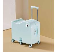 Dalumian Cute Kids Carry On Luggage, Ride-On Rolling Suitcase for Travel, Lightweight Hard Shell Luggage with 6 Wheels and Combination Lock, Suitcase Stroller(Cyan-Blue,18")