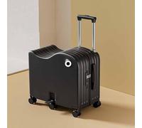 Dalumian Cute Kids Carry On Luggage, Ride-On Rolling Suitcase for Travel, Lightweight Hard Shell Luggage with 6 Wheels and Combination Lock, Suitcase Stroller(Black,18")