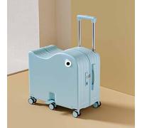 Dalumian Cute Kids Carry On Luggage, Ride-On Rolling Suitcase for Travel, Lightweight Hard Shell Luggage with 6 Wheels and Combination Lock, Suitcase Stroller(Blue,20")