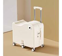 Dalumian Cute Kids Carry On Luggage, Ride-On Rolling Suitcase for Travel, Lightweight Hard Shell Luggage with 6 Wheels and Combination Lock, Suitcase Stroller(White,24")