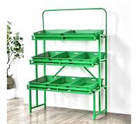 Dalumian Fruit Basket Vegetable Stand, Commercial Supermarket Fruits & Vegetables Shelf w/Storage Baskets, Metal Organizer Floor Stand for Snacks/Fruits/Tools(A,8 baskets)