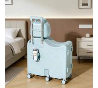 Dalumian Hardshell Carry On Suitcase, Hard Shell Spinner Wheels Luggage, Adjustable Handle, Ride On Suitcase with 360° Silent Spinner, USB Interface and Hook(Blue,18")