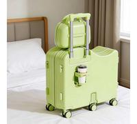 Dalumian Hardshell Carry On Suitcase, Hard Shell Spinner Wheels Luggage, Adjustable Handle, Ride On Suitcase with 360° Silent Spinner, USB Interface and Hook(Green,24")