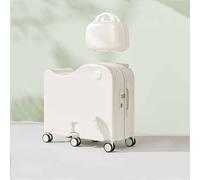 Dalumian Hardshell Carry On Suitcase, Hard Shell Spinner Wheels Luggage, Adjustable Handle, Ride On Suitcase with 360° Silent Spinner, USB Interface and Hook(White,24")