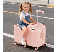 Dalumian Ride-on Luggage, Carry On Luggage Ride-On Kids' Suitcase, Lightweight Kids Riding Suitcase with 6 Spinner Wheels & Telescopic Handle for Travel Study Tours(Pink,20")