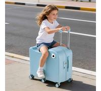 Dalumian Ride-on Luggage, Carry On Luggage Ride-On Kids' Suitcase, Lightweight Kids Riding Suitcase with 6 Spinner Wheels & Telescopic Handle for Travel Study Tours(Blue,24")