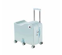 Dalumian Ride-on Luggage for Kids, Carry On Luggage with Hidden Cup Holder and Hook, 360° Spinner Wheels, Lightweight Travel Suitcase, Tow-Along Luggage(Cyan-Blue,18")