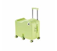 Dalumian Ride-on Luggage for Kids, Carry On Luggage with Hidden Cup Holder and Hook, 360° Spinner Wheels, Lightweight Travel Suitcase, Tow-Along Luggage(Green,20")