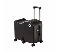 Dalumian Ride-on Luggage for Kids, Carry On Luggage with Hidden Cup Holder and Hook, 360° Spinner Wheels, Lightweight Travel Suitcase, Tow-Along Luggage(Black,20")