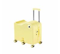 Dalumian Ride-on Luggage for Kids, Carry On Luggage with Hidden Cup Holder and Hook, 360° Spinner Wheels, Lightweight Travel Suitcase, Tow-Along Luggage(Yellow,18")
