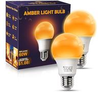 DALUXshop Amber Sleep Light Bulbs, Blue Light Blocking, A19 9W(60 Watt Equivalent) Dim Light Bulbs, 1800K Warm Light Bulb, E26 for Healthy Sleep, Bedroom, Kids Room, 2 Pack