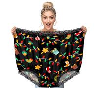 Dalycro Granny Panties Funny Unerwear for Women Big Mama Undies Gag Gift For Adults Men Christmas Stocking Stuffer Party, Black-stringlight, One Size