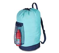 Dalykate Laundry Bag with Shoulder Straps and Mesh Pocket - Nylon Laundry Backpack with Drawstring Closure for College, Laundromat, Apartment