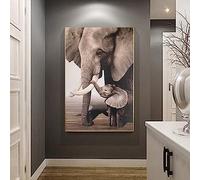 Dalykf Elephant Baby Elephant Animal Poster Prints Black White Canvas Painting Modern Art Wall Picture, for Living Room Kids Room Decor No Frame (60X80CM No Frame)