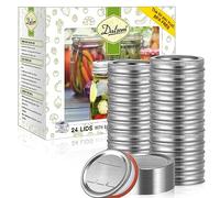 Dalzom® 24Pcs Canning Lids with 24Pcs Rings Wide Mouth, Premium Mason Jar Lids with Bands/Rings for Ball, Kerr Jars - Food Grade Material, 100% Fit & Airtight for Wide Mouth Mason Jars
