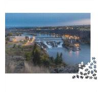 Dam at Dusk River 1000 Piece Jigsaw Puzzles Waterfall Cityscape View for Adult Educational Games Beautiful Decoration Challenge High Difficulty Birthday Gifts 52x38cm