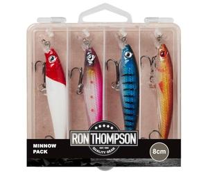 DAM Minnow Pack Inc. Box | Slow Sinking Minnow Lures For Predator Anglers, Pike, Perch & Zander Fishing | Long Casting Rattling Hard Baits With Wide Rolling Action & Included Storage Box | 8cm