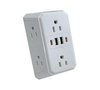 Dam Multipla USB, Italiana,Adattatore Multipresa Elettrica da Muo, dattatore Cucina, Tripla Dam per Ufficio Casa Viaggio, White, Adattatore Elettrico A 6 Prese