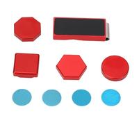 Dam Skerisi 4PCS Magnetic Pool Cue Chalk Box with Clip, Mini Portable Billiard Chalk Case in Hexagonal Octagonal Round Square Shapes, Aluminum Cue Chalk Holder for Pool Players (Red)